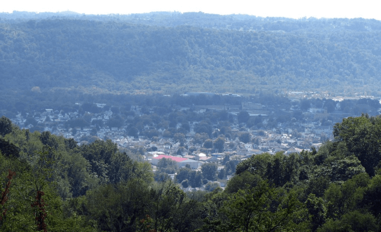 Aerial view of Moundsville, WV