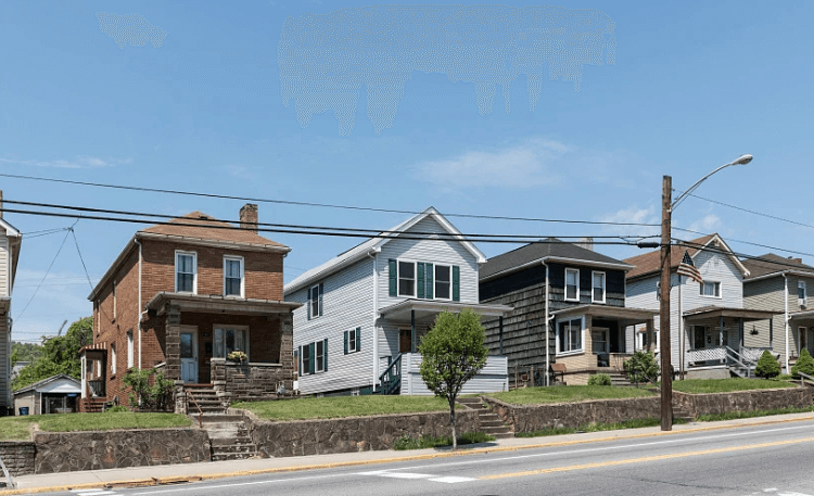 Row of houses in Wellsburg, WV